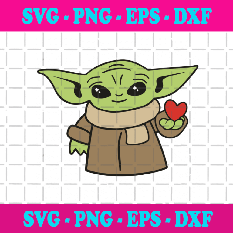 Baby Yoda Heart Svg, Valentine Svg, Baby Yoda Svg, Heart Svg, Happy ...