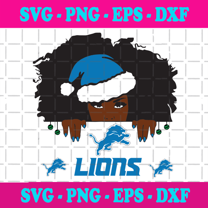 Detroit Lions Santa Black Girl Svg, Sport Svg, Christmas ...