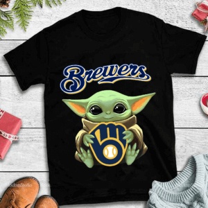 Baby Yoda Hug Milwaukee Brewers PNG Design, Star Wars shirt, Milwaukee Brewers shirt, Baby Yoda png, Baseball T-Shirt, Baby Yoda MLB logo,