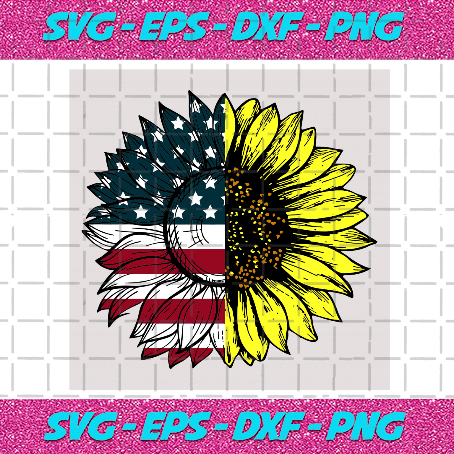 Fourth Of July Sunflower American Flag Svg Fourth Of July Svg