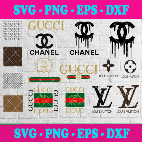 Fashion Brand Bundle Svg, LV Svg, Gucci Svg, Chanel Svg, LV Flowers Svg ...