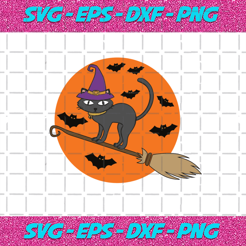 Cat Witch Svg, Halloween Svg, Halloween Witch Svg