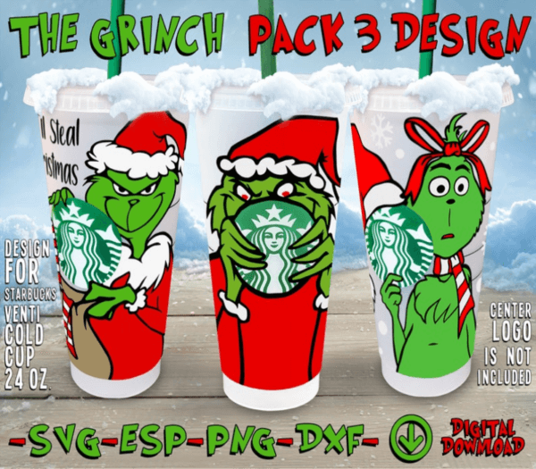 Pack 3 Grinch Starbucks
