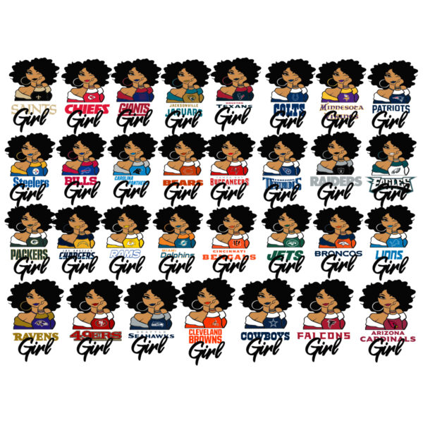 Bundle Black Girl NFL Team Svg, Sport Svg, Black Girl Svg, NLF Svg ...